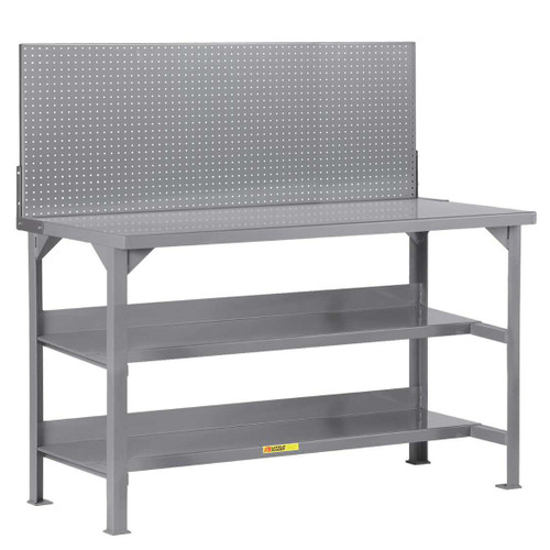 Little Giant Welded Workbench with Double Lower Shelf Storage & Pegboard Panel Little Giant Welded Workbench with Double Lower Shelf Storage & Pegboard Panel