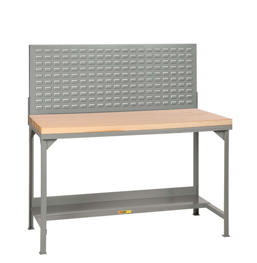 Little Giant Welded Steel Workbench with Butcher Block Top & Louvered Panel Model No. WSJ2-3060-36-LP