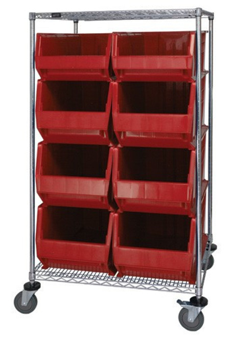 Quantum WRC2-63-3036-974976 Bin Transfer Cart with Red Hulk Containers Quantum WRC2-63-3036-974976 Bin Transfer Cart with Red Hulk Containers