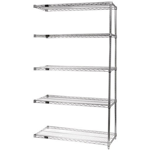 Quantum 12"W x 54"H Chrome Wire Shelving - Add-On Kit - 5 Shelves