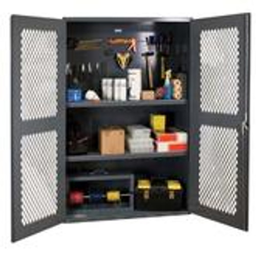 Durham 48 Inch Wide Ventilated 5-S Storage Cabinet with Steel Pegboard and 2 Adjustable Shelves Model No. EMDC-482472-PB-2S-95