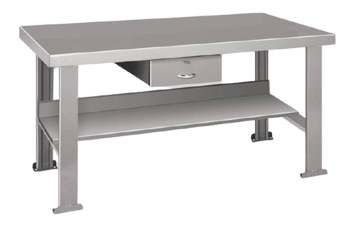 Steel Top Workbench with Shelf and Drawer, Model: FSD-2448 Steel Top Workbench with Shelf and Drawer, Model: FSD-2448
