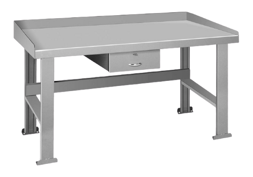 Steel Top Welded Workbench with Back, Endstops, Shelf and Drawer, Model: BSD-2448