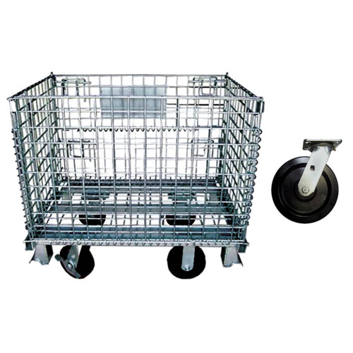 20 x 32 Wire Mesh Containers with 4" Phenolic Casters - 2" x 2" Mesh