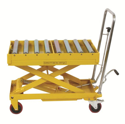 SCISSORS TABLE WITH ROLLER TOP