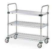 Metro MW208 MW Series Utility Cart with 3 Stainless Steel Solid Shelves, 24 x 36 x 39