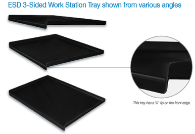 Work Tray 3 Stack MFG ESD 3-Sided Work Station Tray | Material Flow