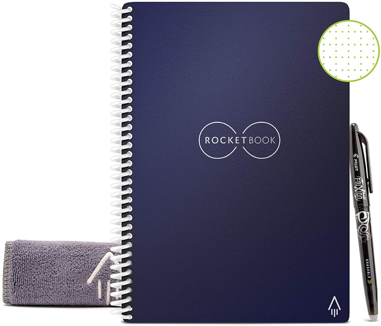 Rocketbook EVR-E-K-CDF Everlast Smart Reusable Notebook with Pen and  Microfiber Cloth Executive Size Dark Blue