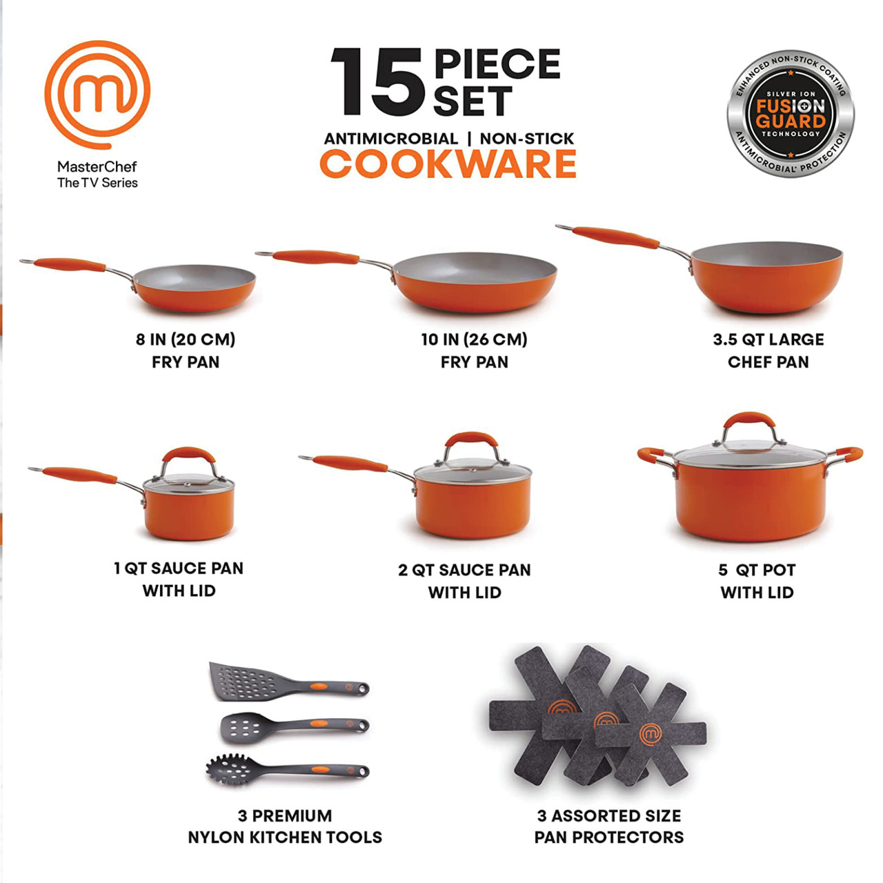 MasterChef MC3005 10 Pieces Champions Pasta, Soup & Stew Pot Set Orange -  Deal Parade