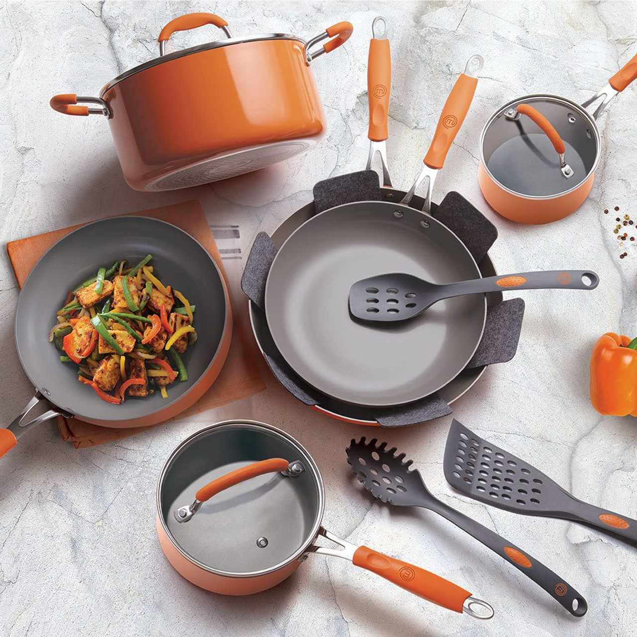 MasterChef MC3000 15 Pieces Champions Cookware Set Orange - Deal Parade