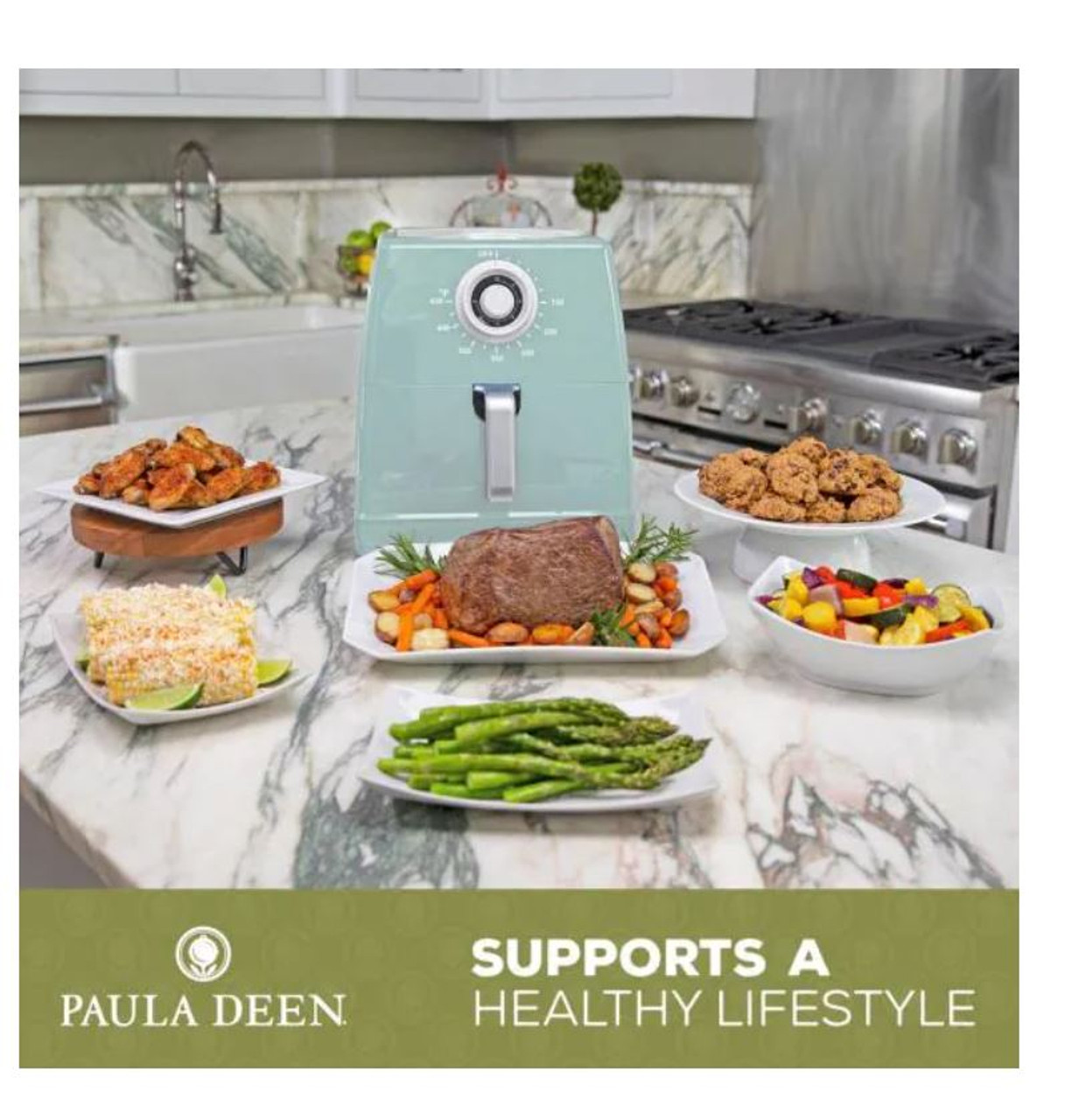  Paula Deen PDAF852MJSG 8.5QT 1700 Watt Large Air Fryer Rapid Air  Circulation System, Green : Home & Kitchen