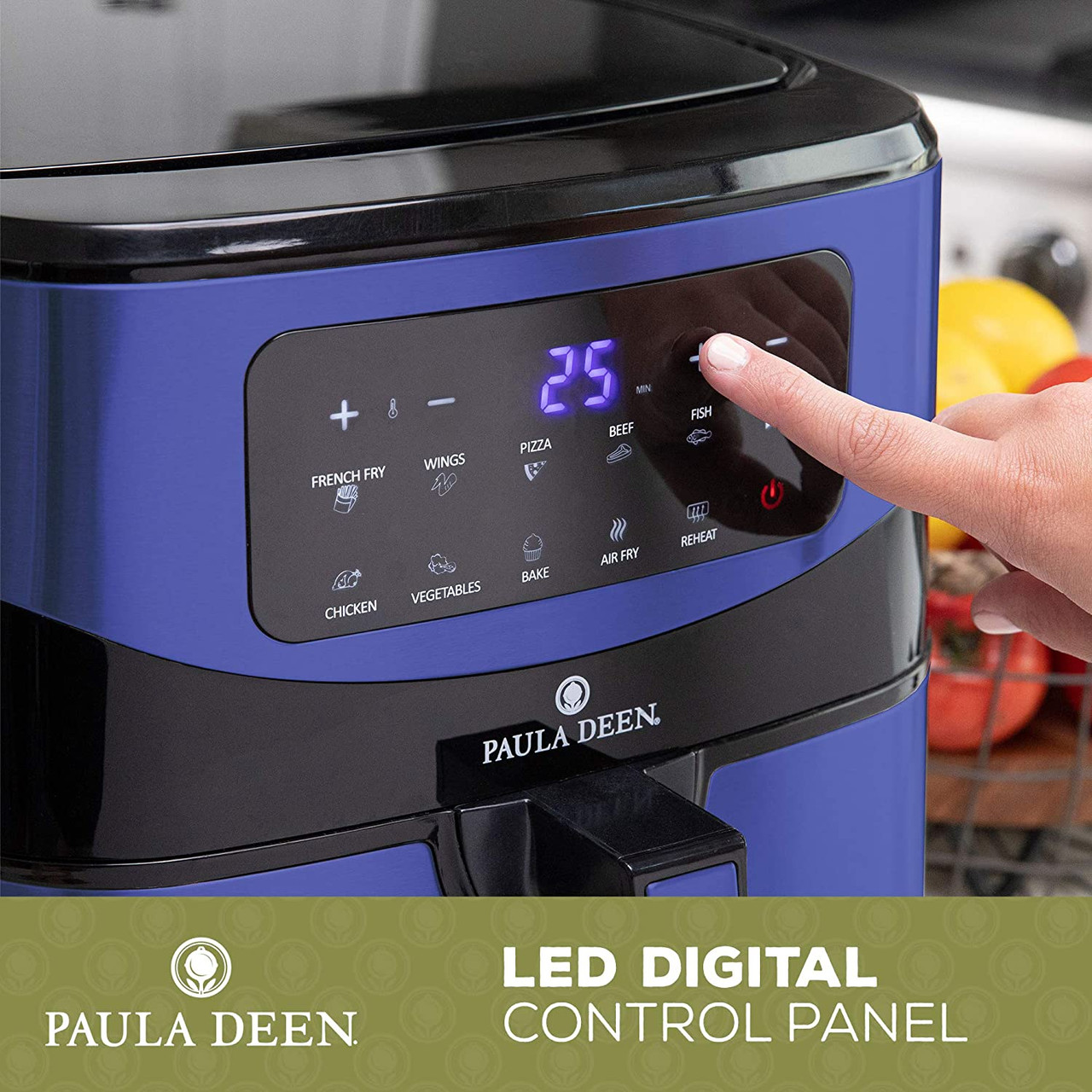 Paula Deen PDKDF579BS Stainless Steel 10 QT Digital Air Fryer 1700 Watts,  LED Display, 10 Preset Cooking Functions, Ceramic Non-Stick Coating, Auto  Shut-Off, 50 Recipes Blue Stainless - Deal Parade