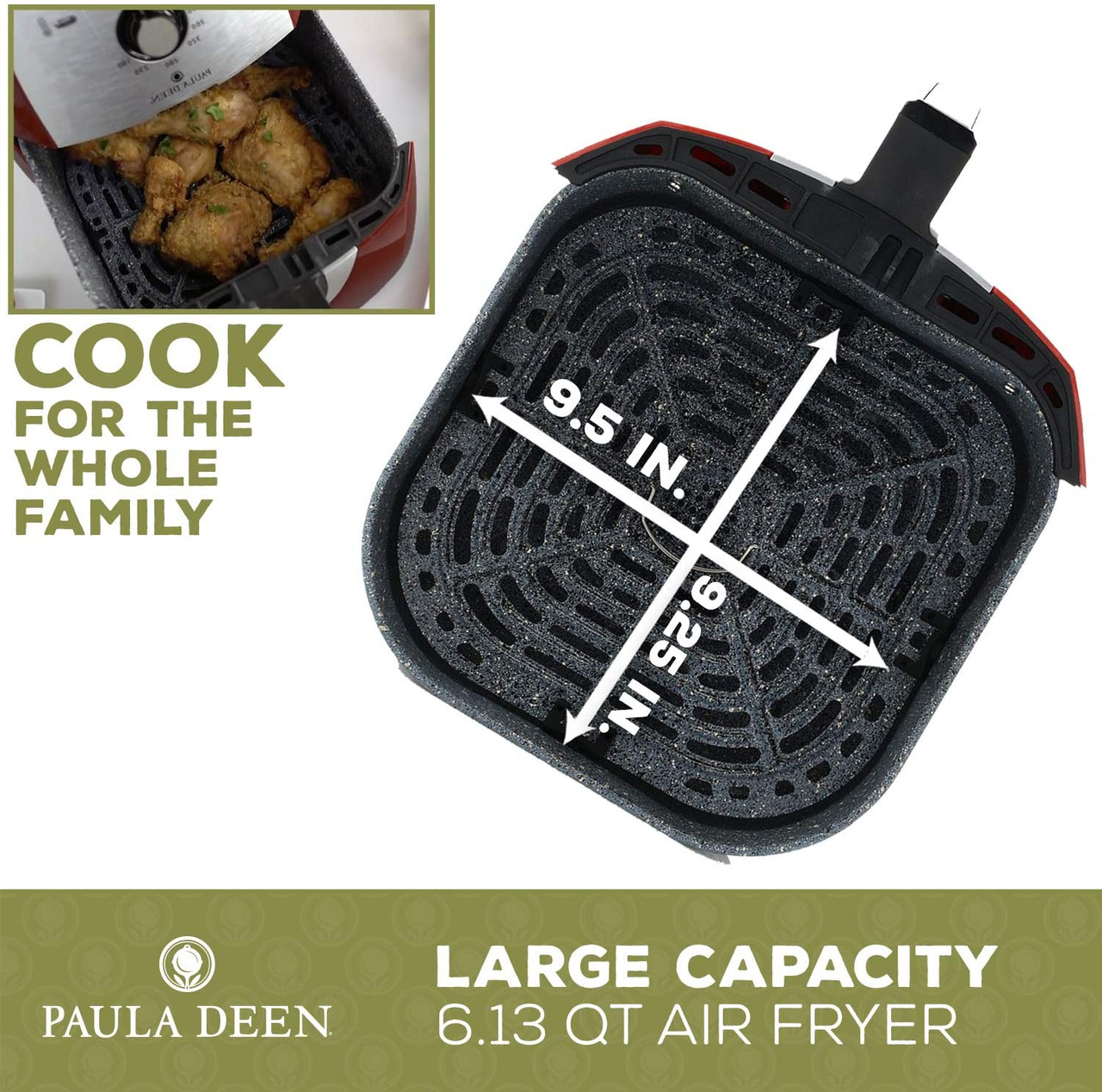 Buy Paula Deen 6.13 QT (1700 Watt) XL Air Fryer, Rapid Air Circulation  System by Nobody Lower on Dot & Bo