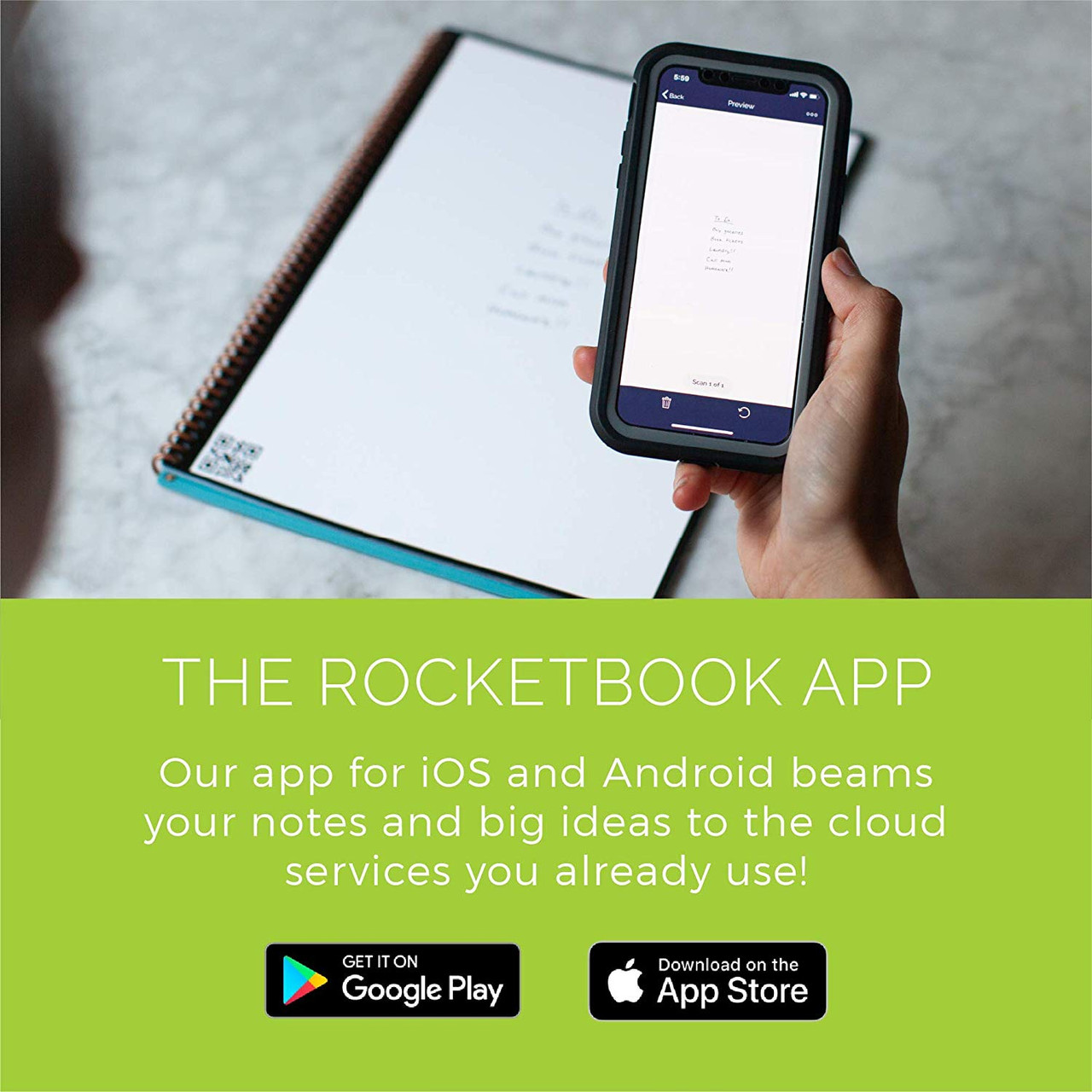 Rocketbook EVR-L-K-A Everlast Smart Reusable Notebook with Pen and