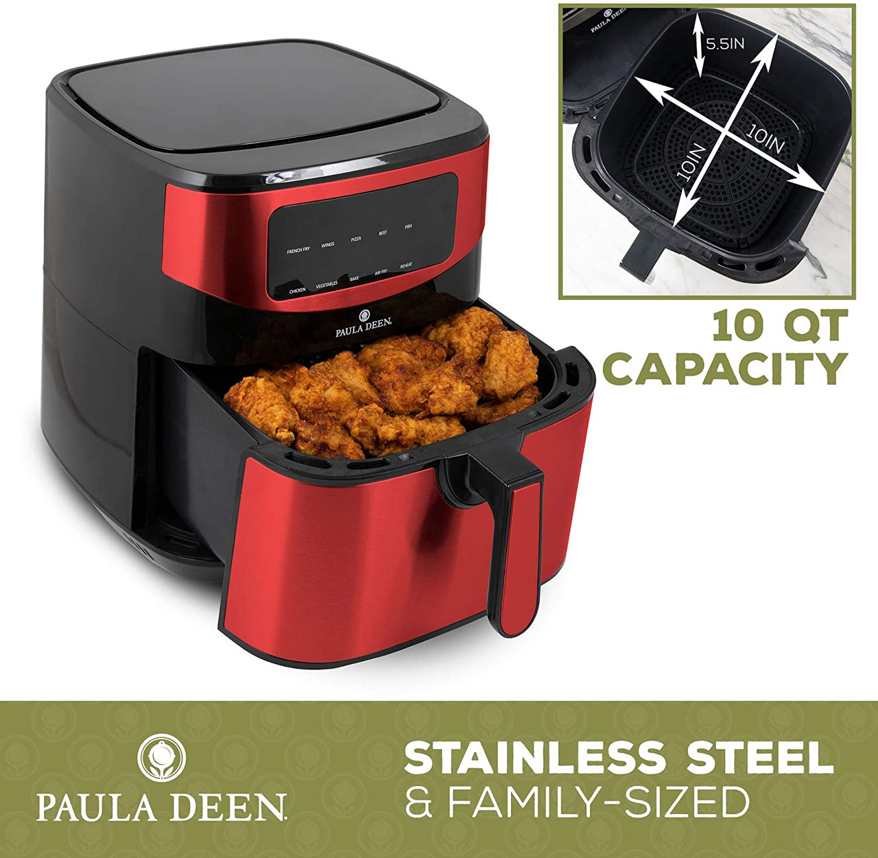 Paula Deen PDFM9010B-RB 24 QT 1700W Jumbo Party-Size Air Fryer Oven, Black  – Refurbished - Deal Parade