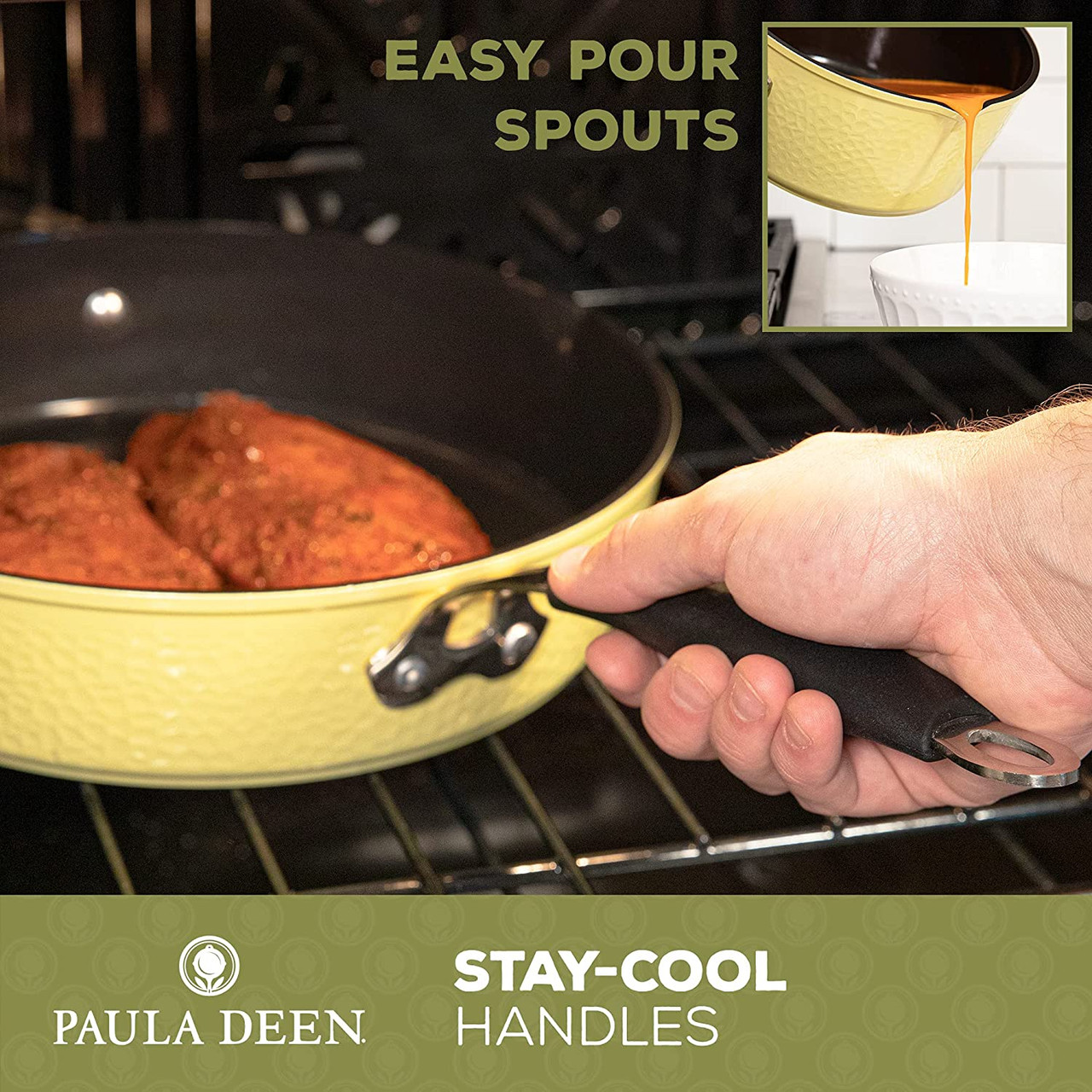 Paula Deen 15Pc Signature Butter Yellow Cookware Set
