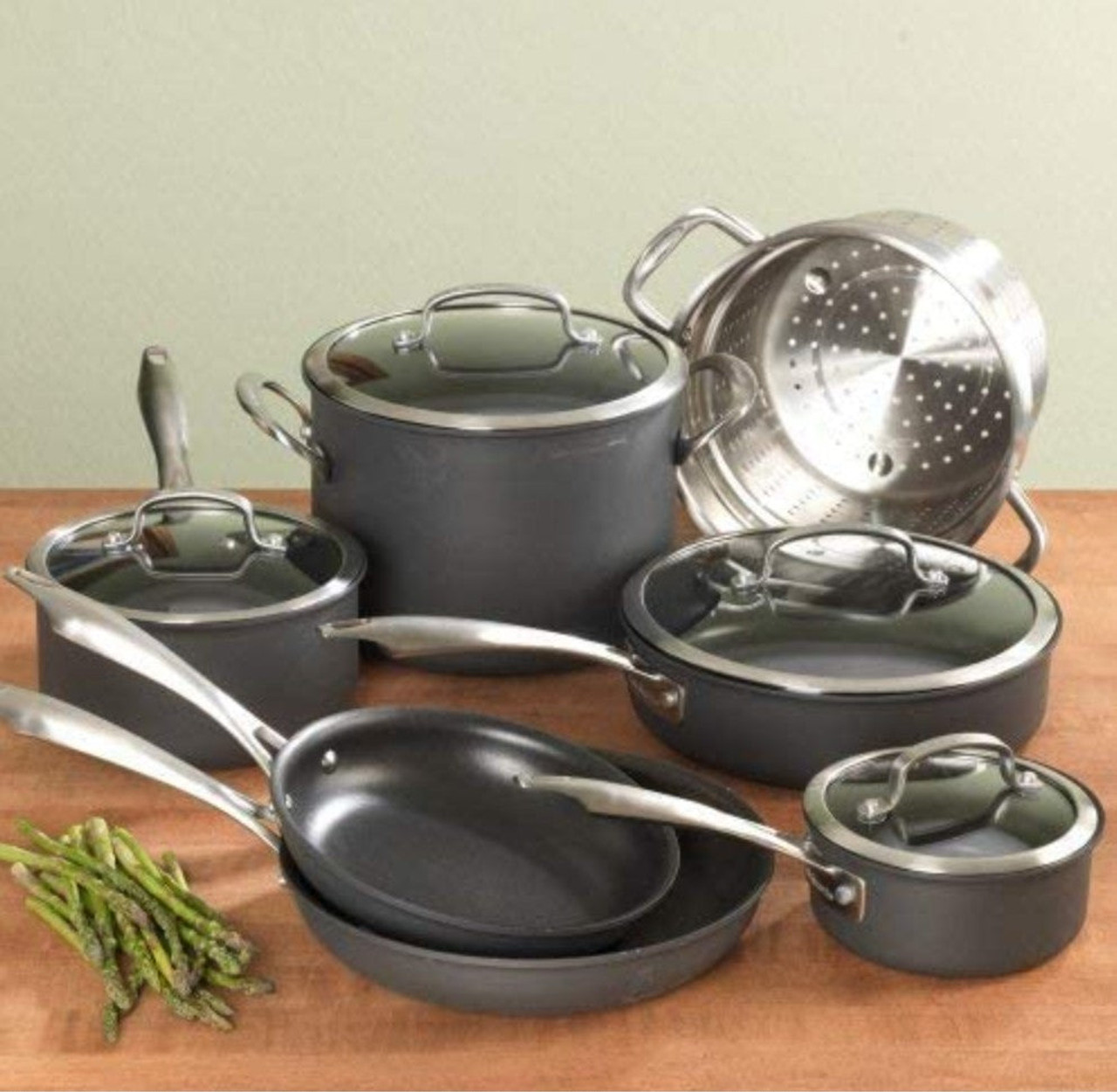 Cuisinart DS Anodized 11 Piece Cookware Set, Black