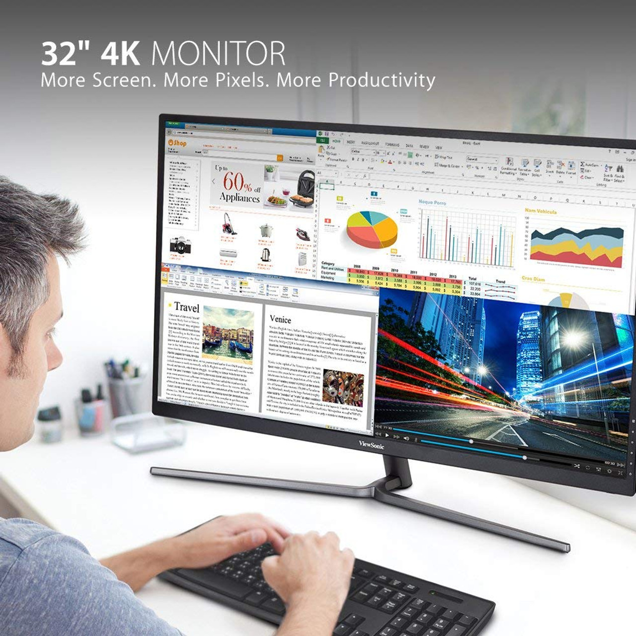 ViewSonic VX3211-4K-MHD-R 32" UHD 4K Monitor - C Grade Refurbished