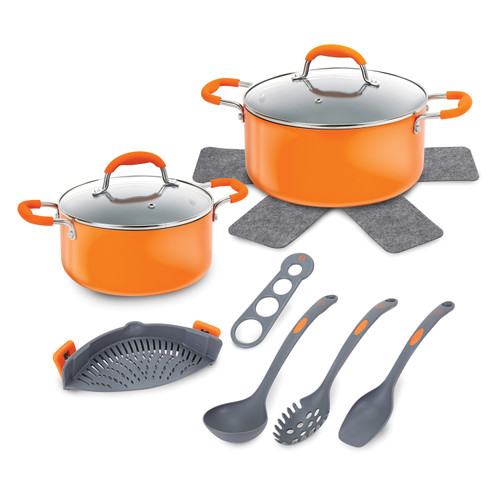 Paula Deen PD5CINSCWGSB 5 Piece Stackable Nonstick Cast Iron Set Blue Sapphire