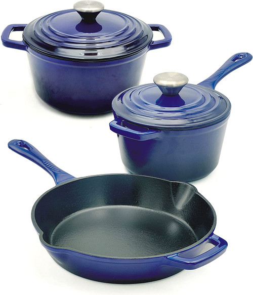 Paula Deen 12 Piece Riverbend Nonstick Cookware Pots and Pans Set - Gulf  Blue Speckle - Dutch Goat