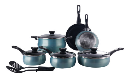 Paula Deen 12pc Metallic Aluminum Belly Shape Cookware Set COPPER –