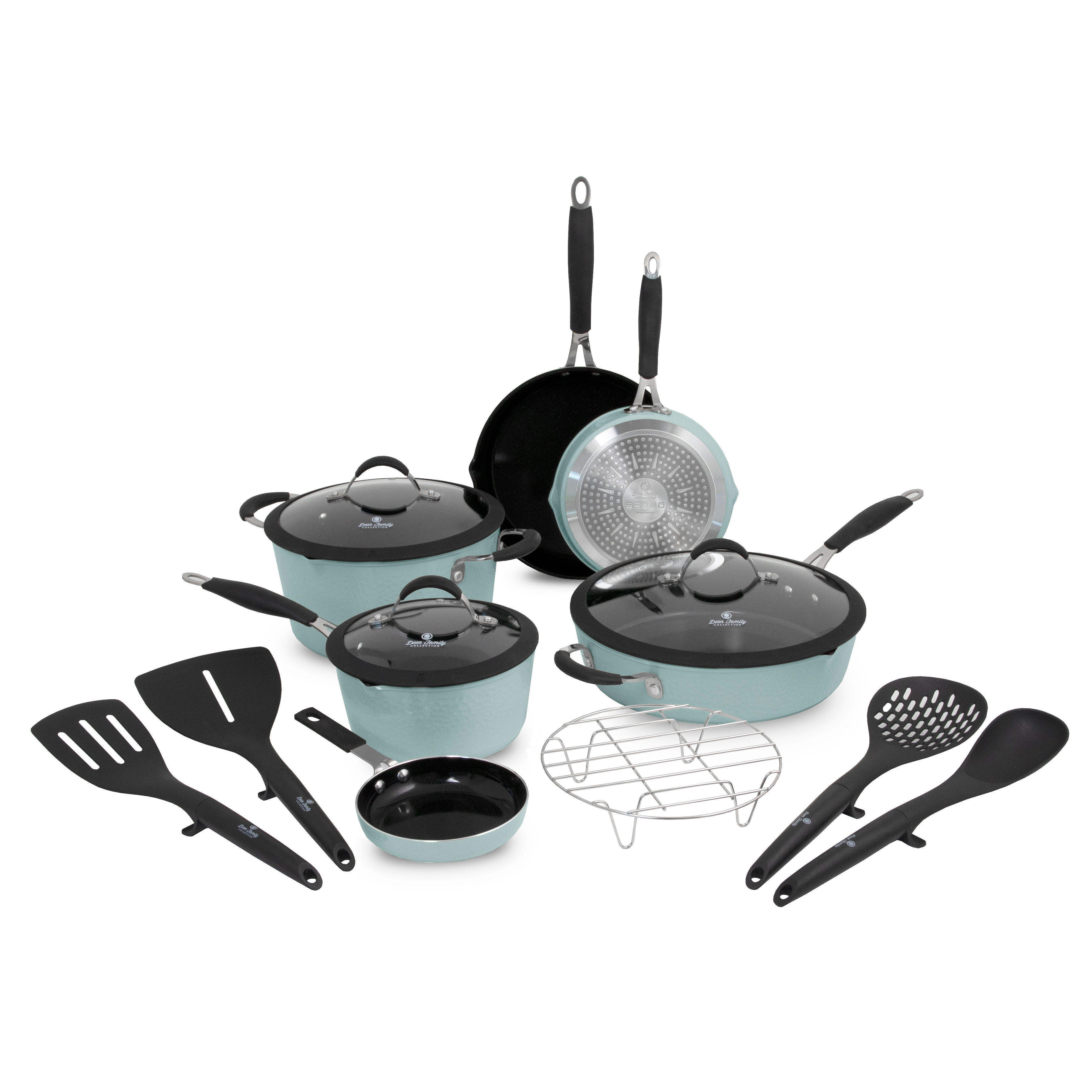 Paula Deen DFCW12SB Family 14 Piece Ceramic Non-Stick Cookware Set Savannah  Blue - Deal Parade