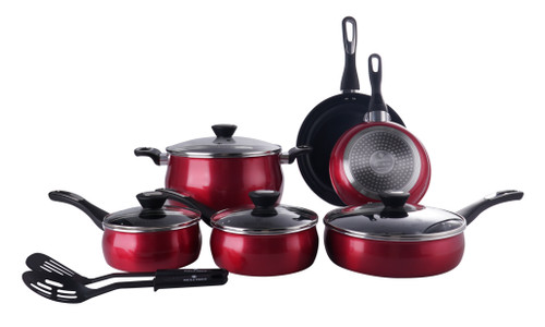 Paula Deen PD12PASRM 12 Piece Cookware Set Red - Deal Parade