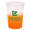 Promotional Cold Liquid Color Change Mood 12oz Stadium Cups - Frosted/Orange