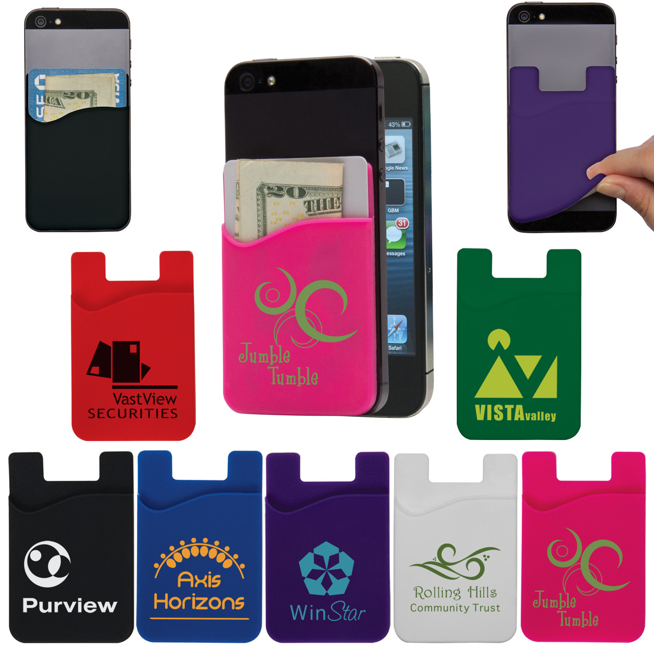 Custom 2-in-1 Cell Phone Credit Card Holder & Screen Cleaner, Design &  Preview Online