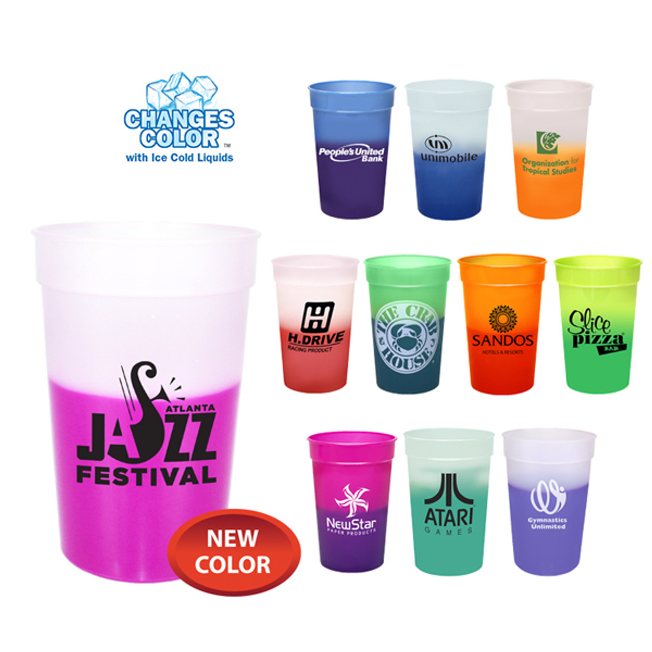 16oz Color Changing Stadium Cups  Custom Event Decor 