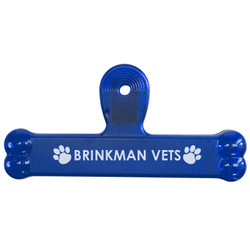 Bone Shape Pet Food Bag Clips with Custom Imprint - Transparent Blue