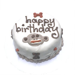 Customized Sock Monkey Themed Birthday Cakes for Dogs - Organic
