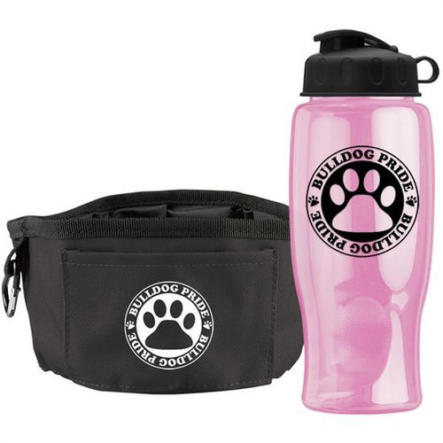 Dog Pink Bowl Bottle Lite - Dog Water Bottle & Dog Water Dispenser