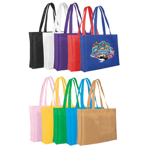 Customized Promotional Shopper Totes | Full Color Design |Non-Woven Pet Material - Qty: 12