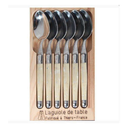 Jean Dubost Deluxe Laguiole Light Horn 6 piece Spoon Set 1.5mm