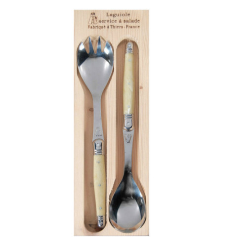 Jean Dubost Deluxe Laguiole Light Horn 2 piece Salad Servers