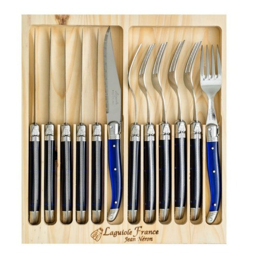 Jean Neron Laguiole 12pc Cutlery Set French Blue Limited Edition