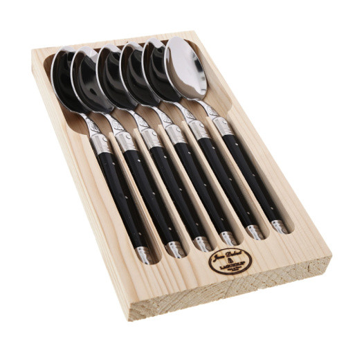 Jean Dubost Deluxe Laguiole Black 6 piece Spoon Set 1.5mm