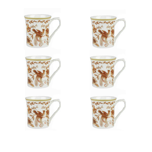 Queens Royale Peacock Gold Fine Bone China Mug by Churchill - Set of 6