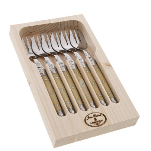 Jean Dubost Deluxe Laguiole Light Horn 6 piece Cake Fork Set