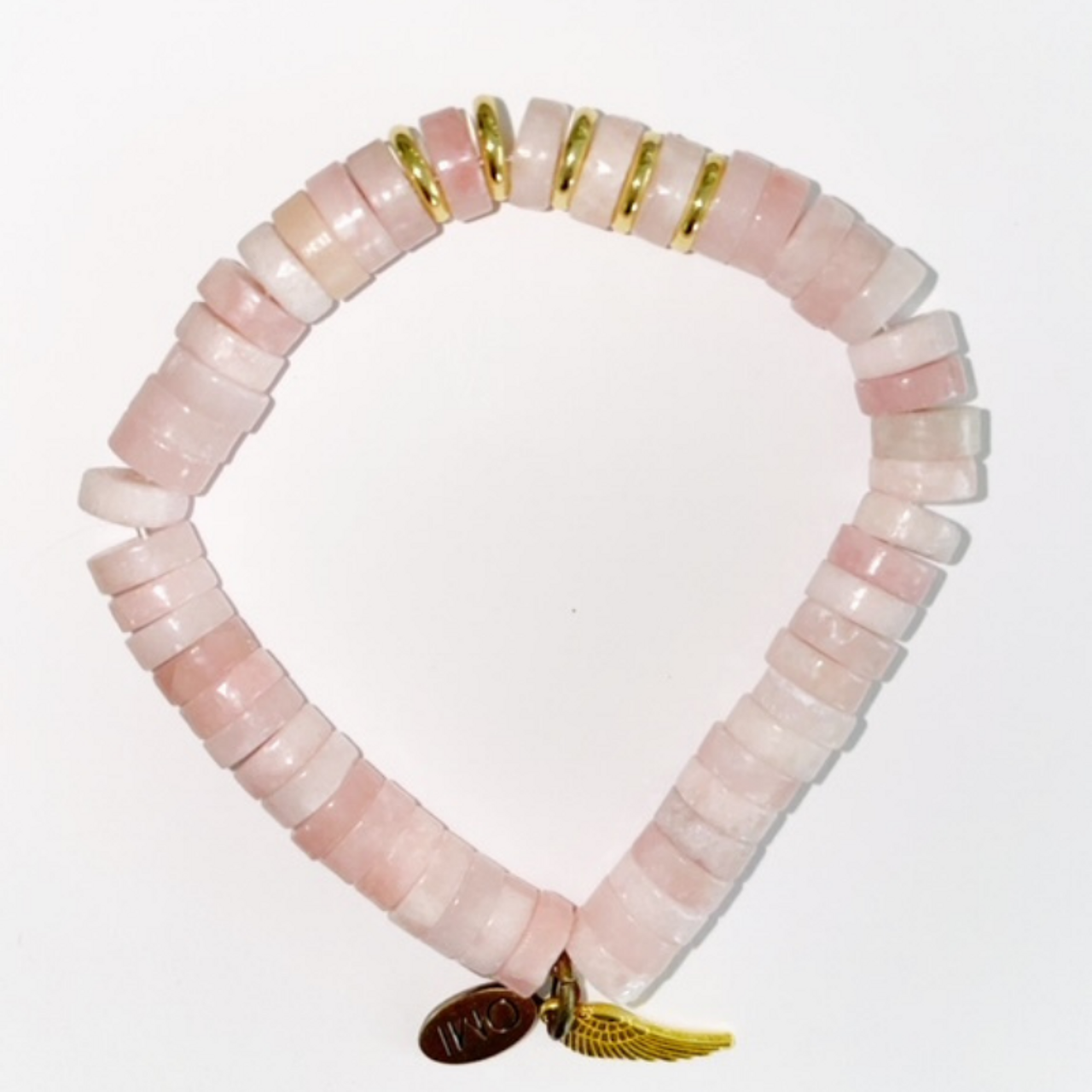 Gold Collection - Pink Shell Stone Bracelet with What Is Meant to Be Gold Charm