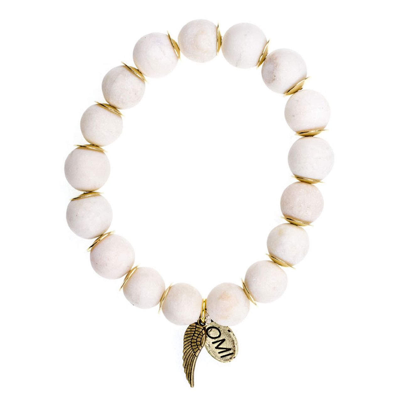 ite Bead Bracelet with Round Brass Spacers and OMI Charm and