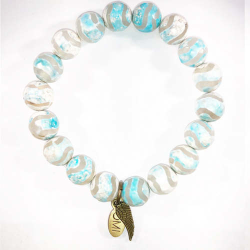 Tibetan Blue and White Agate 10MM Tibetan Blue and White Agate 10MM