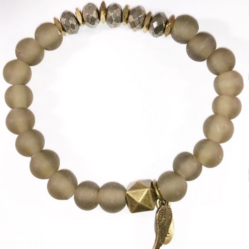 She Is Clarity Brown Sea Glass With Pyrite 10MM She Is Clarity Brown Sea Glass With Pyrite 10MM