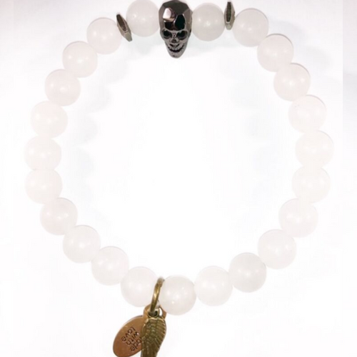 She IS Power Clear Agate with Skull 8MM She IS Power Clear Agate with Skull 8MM
