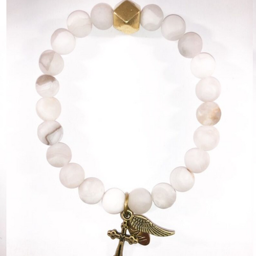 She IS Grace Natural Agate with Bronze Square 6MM She IS Grace Natural Agate with Bronze Square 6MM