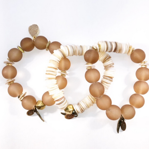 SHE is Grateful Sea Glass Shell Trio 20MM SHE is Grateful Sea Glass Shell Trio 20MM