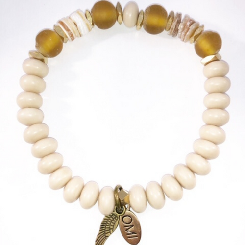 SHE is Grateful Jasper Rondell with Sea Glass 10MM SHE is Grateful Jasper Rondell with Sea Glass 10MM