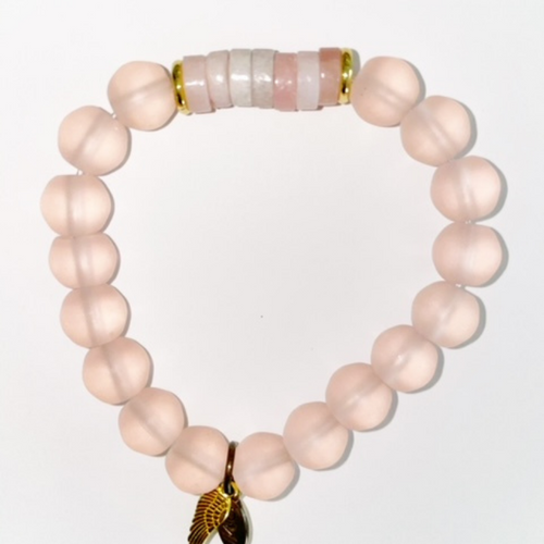 Love clear pink agate with grouped shell 10MM Love clear pink agate with grouped shell 10MM