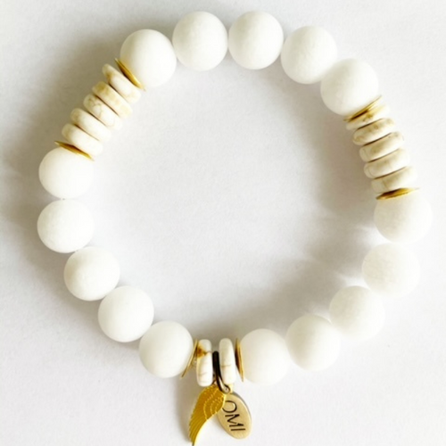 Be Still White matte with bone rondele 10MM Be Still White matte with bone rondele 10MM